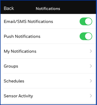 How do I enable or disable Push Notifications on the mobile apps?