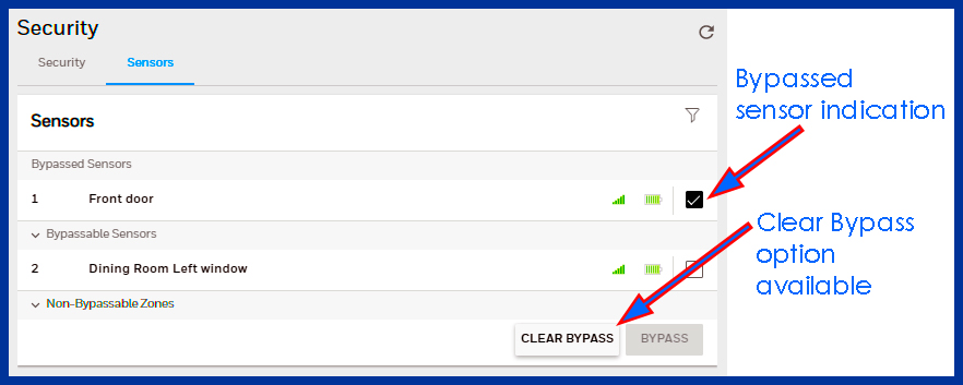 How do I clear (UN-Bypass) a sensor that has been Bypassed?